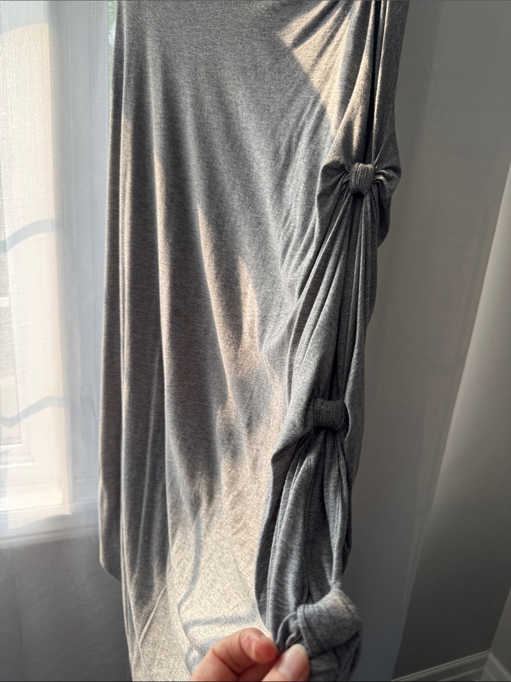 Gray Cold-Shoulder Asymmetrical Draped Dress - Picture 5 of 8